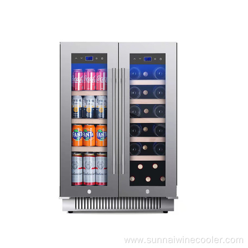 Double door built in wine and beverage cooler